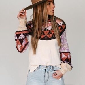 Free People Aztec sweater top. Size L